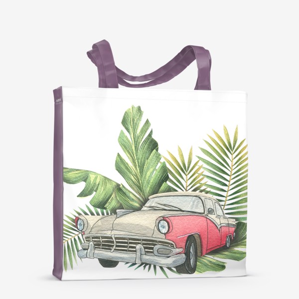 Сумка-шоппер «Ретро автомобиль в листьях пальм»