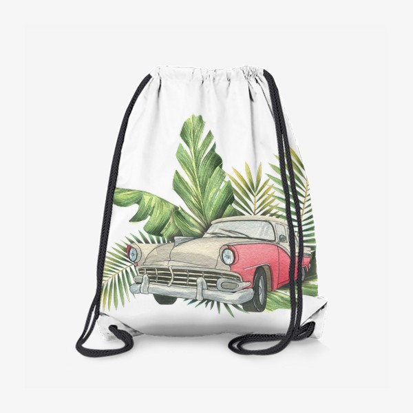 Рюкзак «Ретро автомобиль в листьях пальм»