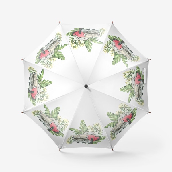 Зонт «Ретро автомобиль в листьях пальм»