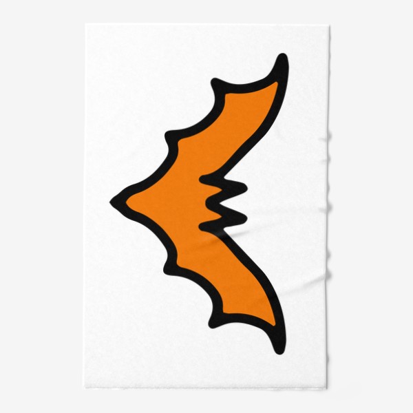 Полотенце «оранжевая летучая мышь. простой стилизованный дудл летучей мыши оранжевого цвета с черным контуром для хэллоуина  »