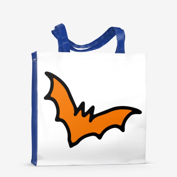 Сумка-шоппер «оранжевая летучая мышь. простой стилизованный дудл летучей мыши оранжевого цвета с черным контуром для хэллоуина  »