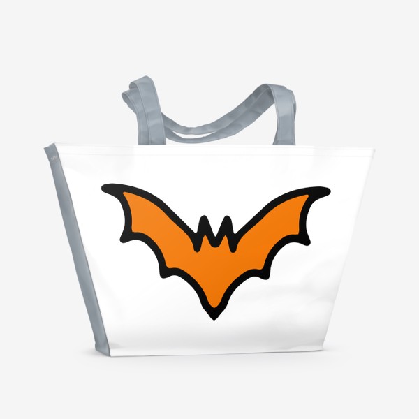 Пляжная сумка «оранжевая летучая мышь. простой стилизованный дудл летучей мыши оранжевого цвета с черным контуром для хэллоуина  »