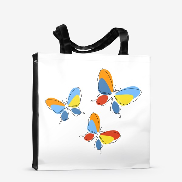 Сумка-шоппер «Бабочки. Принт с абстрактными бабочками.»