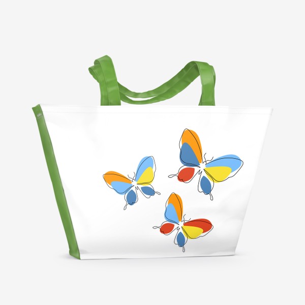 Пляжная сумка «Бабочки. Принт с абстрактными бабочками.»