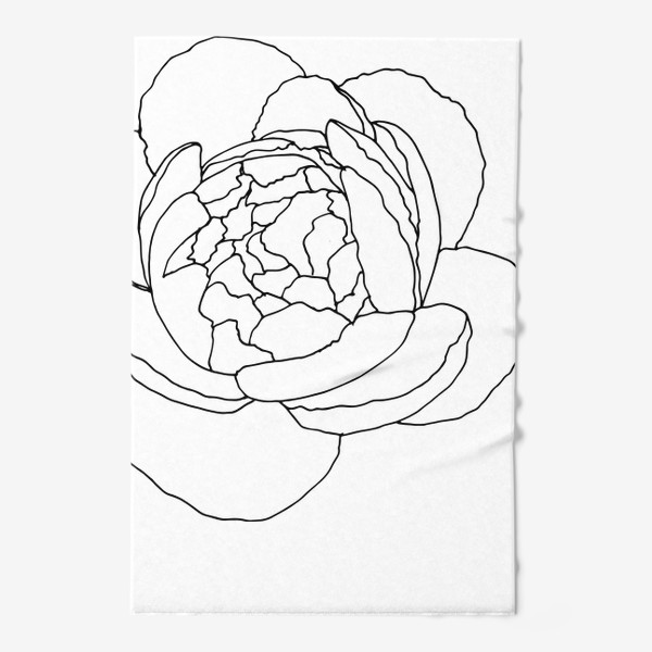 Полотенце «цветок пиона. ботанический скетч пиона черный линия»