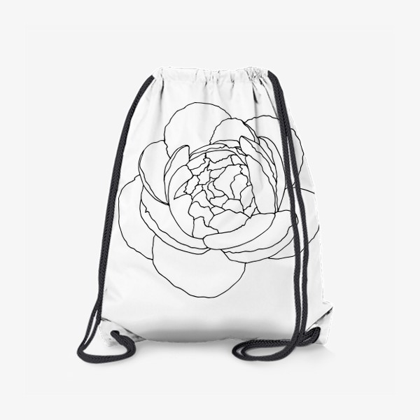 Рюкзак «цветок пиона. ботанический скетч пиона черный линия»