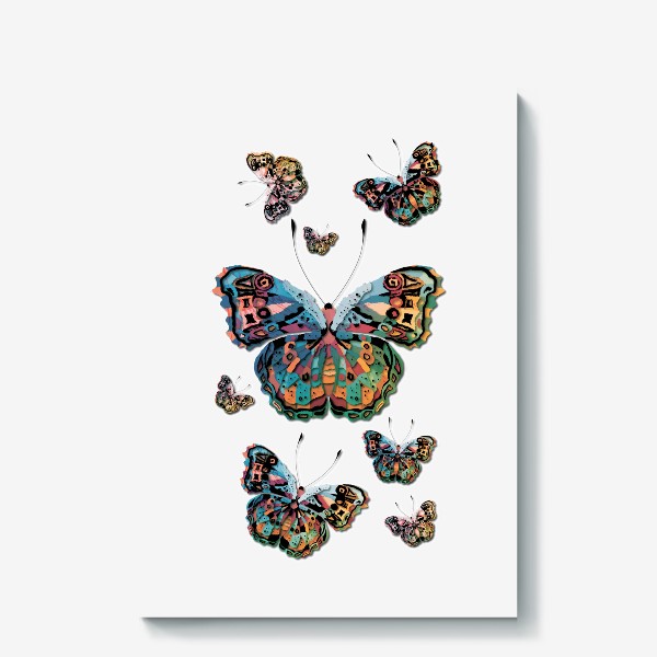 Холст &laquo;яркие разноцветные бабочки&raquo;