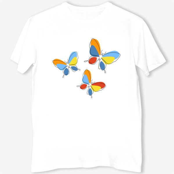 Футболка &laquo;Бабочки. Принт с абстрактными бабочками.&raquo;