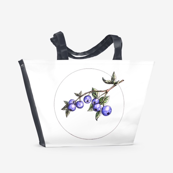 Пляжная сумка «Синие ягодки на ветке (черника или голубика)»