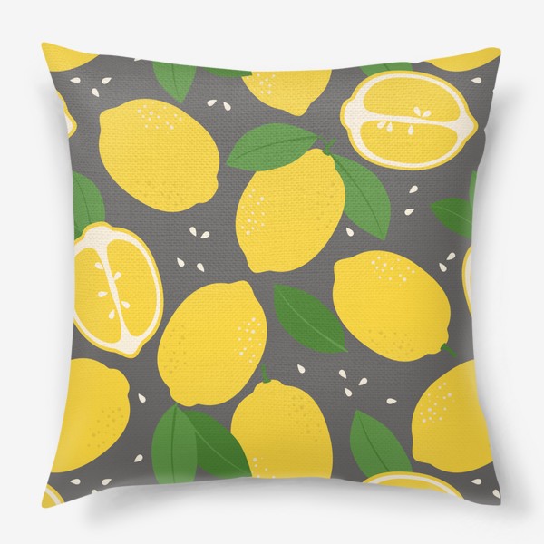Подушка «Лимоны на сером»