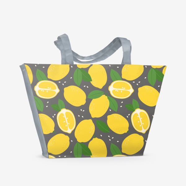 Пляжная сумка «Лимоны на сером»