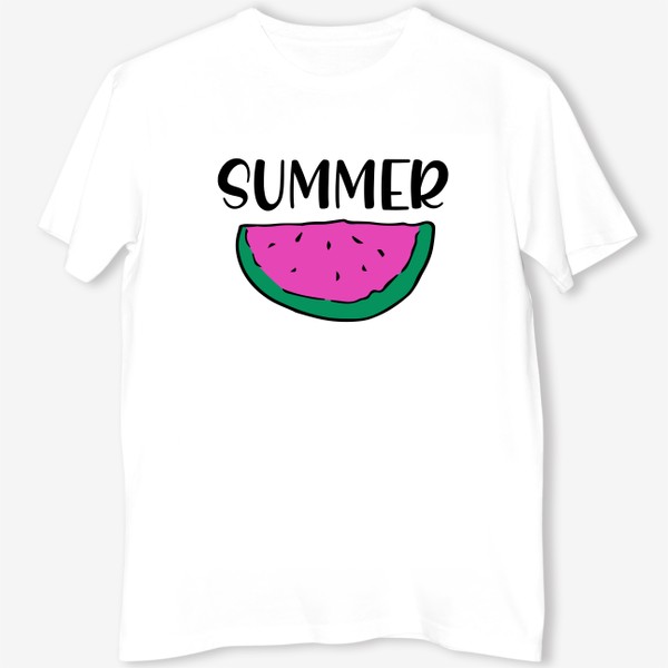 Футболка «кусочек арбуза с Summer. веселый летний принт розовая долька арбуза с надписью лето»