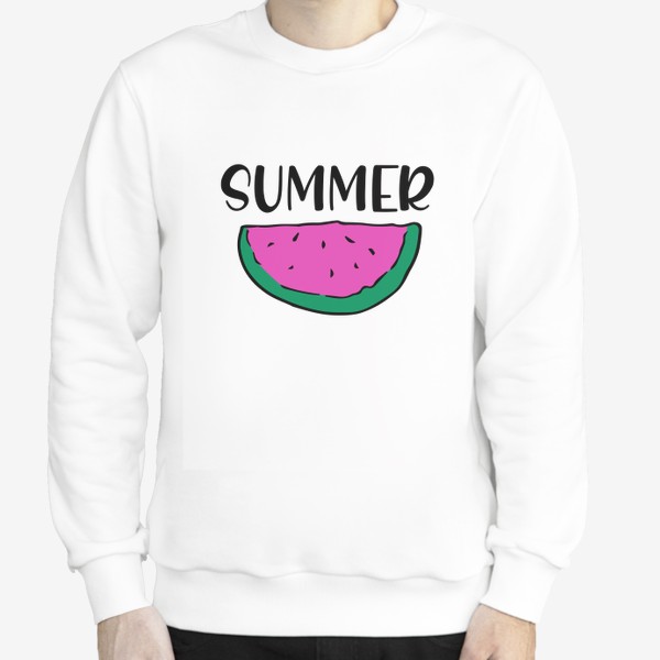 Свитшот «кусочек арбуза с Summer. веселый летний принт розовая долька арбуза с надписью лето»