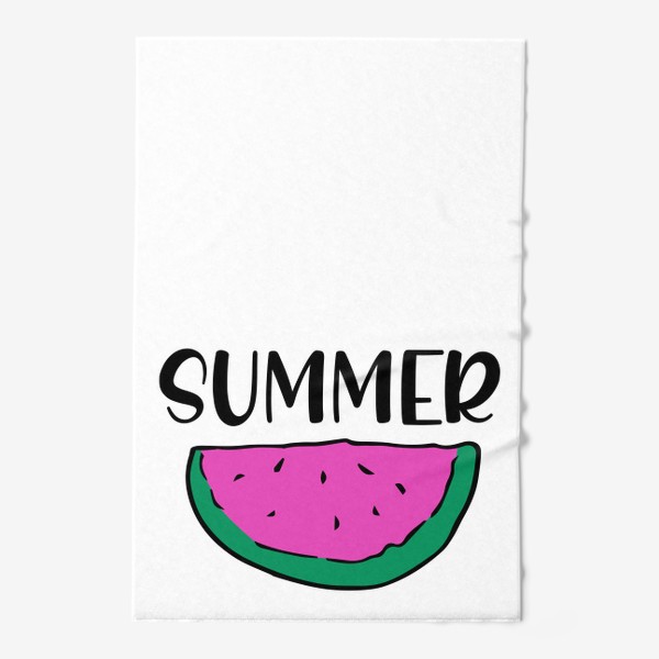 Полотенце &laquo;кусочек арбуза с Summer. веселый летний принт розовая долька арбуза с надписью лето&raquo;