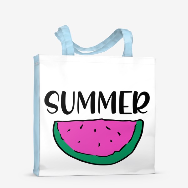 Сумка-шоппер &laquo;кусочек арбуза с Summer. веселый летний принт розовая долька арбуза с надписью лето&raquo;
