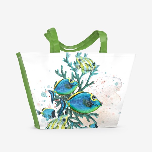 Пляжная сумка «Тропические рыбки в кораллах»