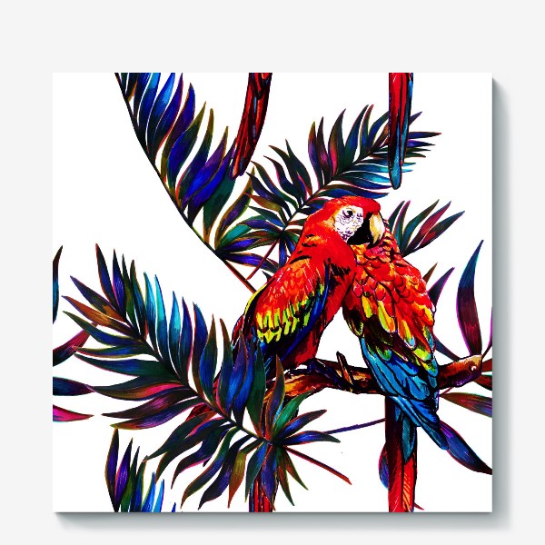 Холст «попугаи и пальмы»