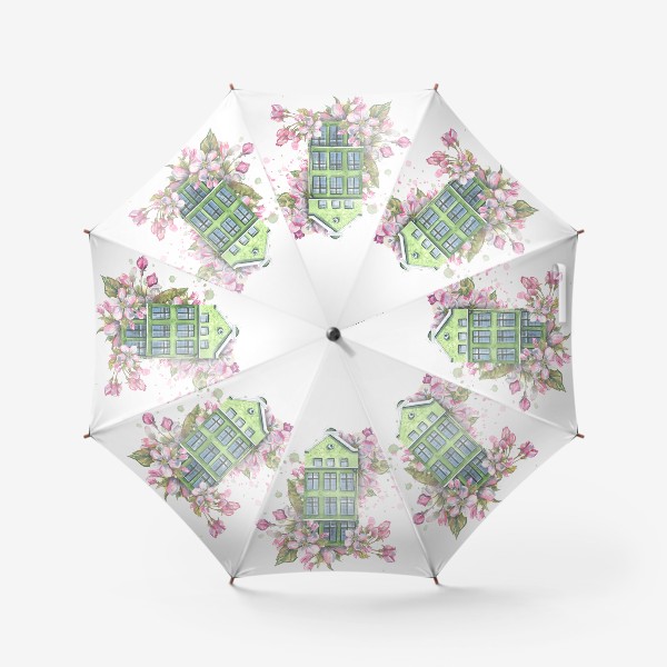 Зонт «Европейский домик в яблоневых цветах»