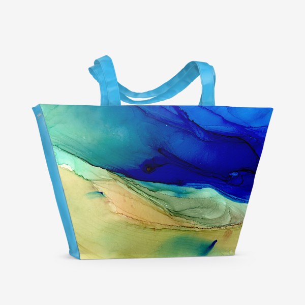 Пляжная сумка «Абстрактное чернильное море, волны, песок»