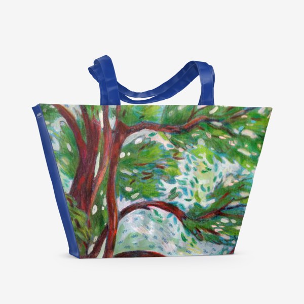 Пляжная сумка «Дерево раскидистое. Гуашь и карандаши.»