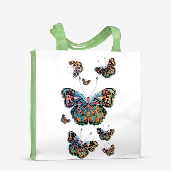 Сумка-шоппер &laquo;яркие разноцветные бабочки&raquo;