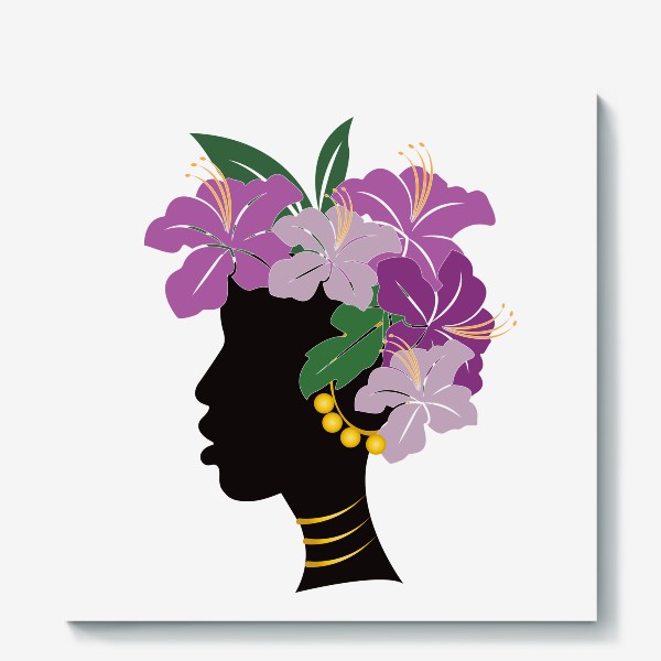 Холст «Африканская девушка с цветами»
