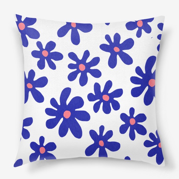 Подушка «Цветочное сердце синие цветы»