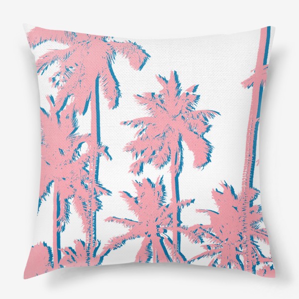 Подушка «Розово-голубые пальмы»