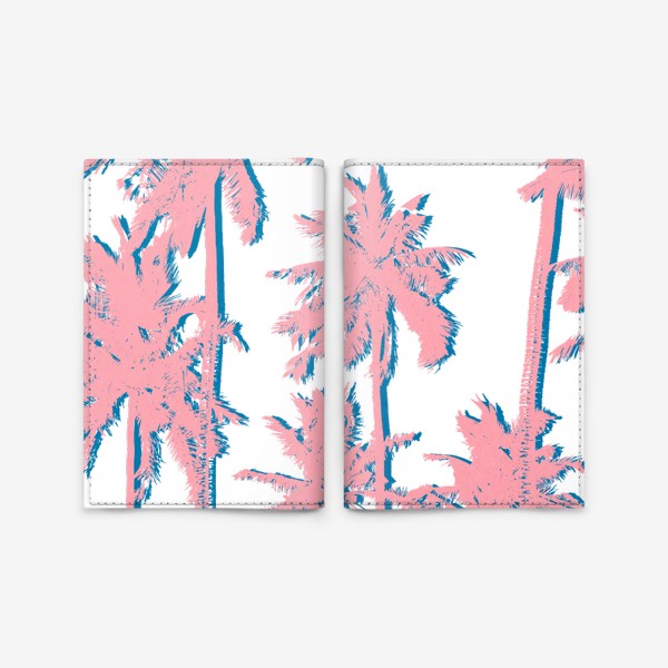 Обложка для паспорта «Розово-голубые пальмы»