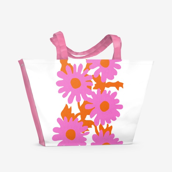 Пляжная сумка &laquo;Яркие розовые цветы&raquo;