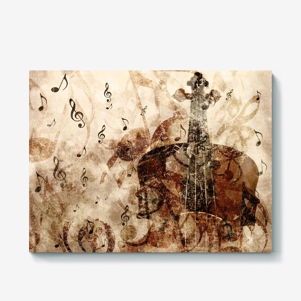 Холст «Старая скрипка и ноты»