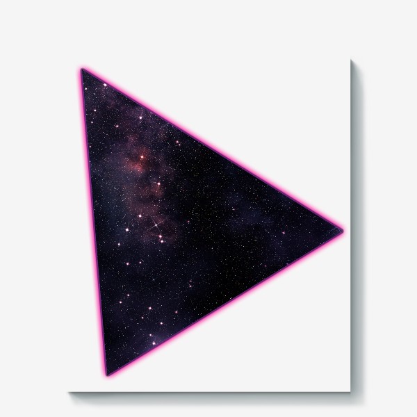 Холст &laquo;Пурпурная небула в космосе внутри неонового треугольника&raquo;