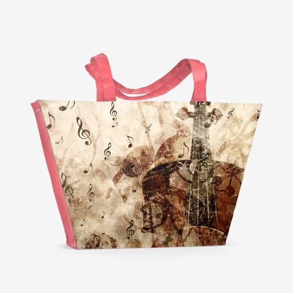 Пляжная сумка «Старая скрипка и ноты»