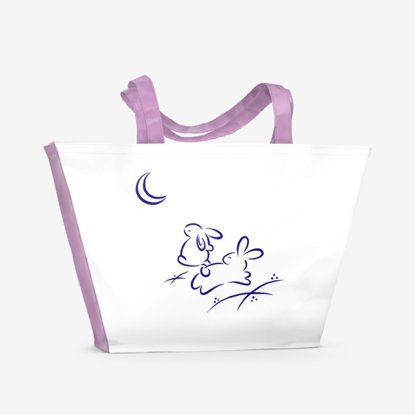 Пляжная сумка «Луна и кролики. Символ 2023 года»