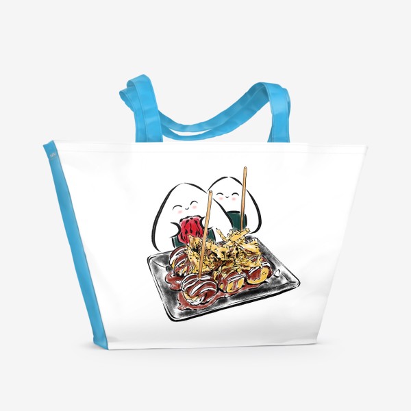 Пляжная сумка «Такояки и онигири с маринованной сливой»