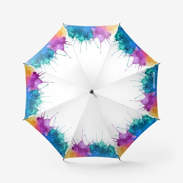 Зонт «Яркие абстрактные брызги краски, разноцветная акварель»