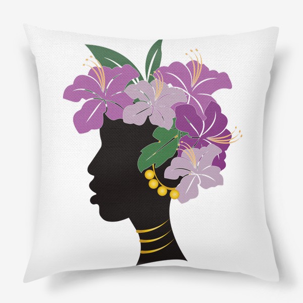 Подушка «Африканская девушка с цветами»