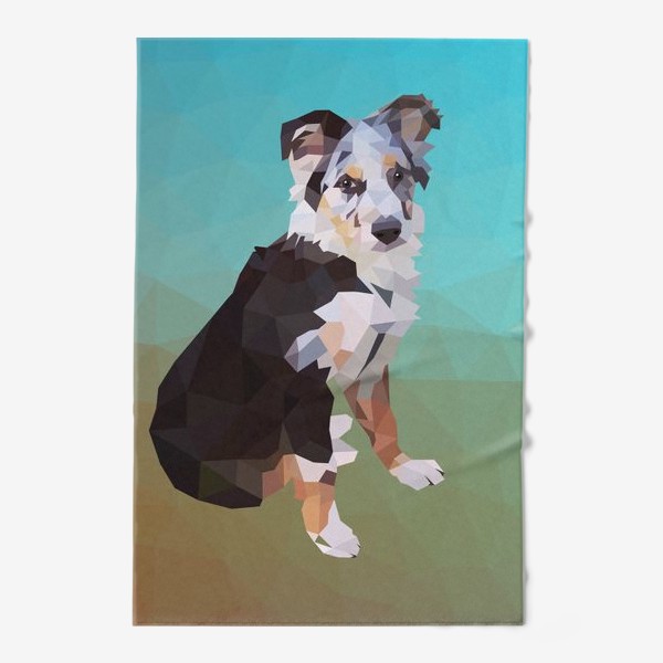 Полотенце «Портрет собаки, Австралийская овчарка, Домашние животные»