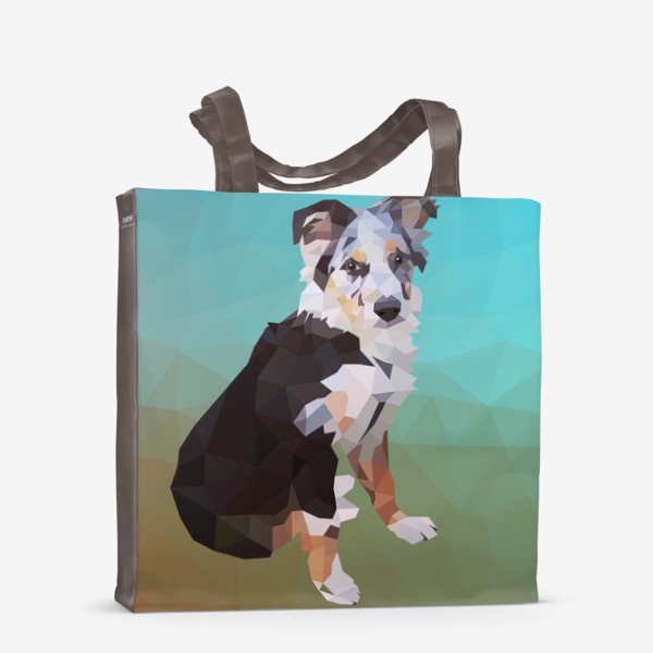 Сумка-шоппер «Портрет собаки, Австралийская овчарка, Домашние животные»