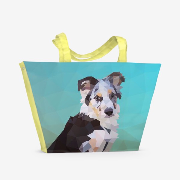 Пляжная сумка «Портрет собаки, Австралийская овчарка, Домашние животные»
