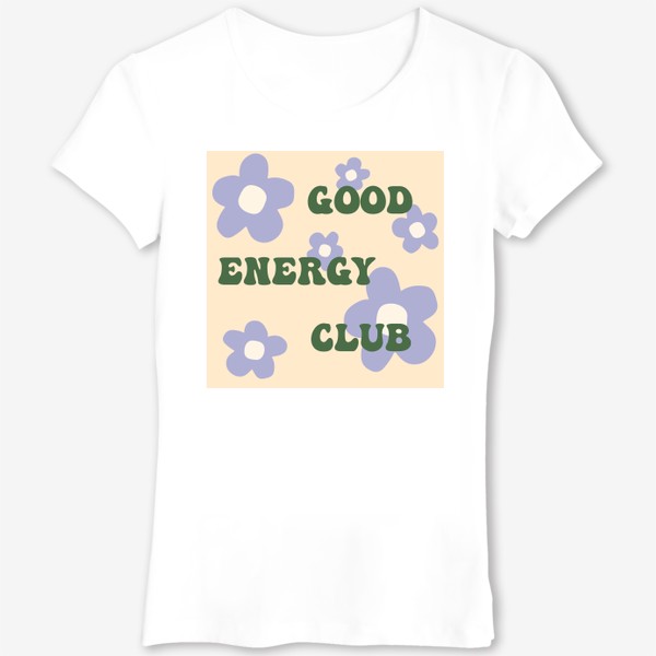 Футболка &laquo;Good energy club. Клуб хорошей энергии. Позитив. Желтый фон&raquo;