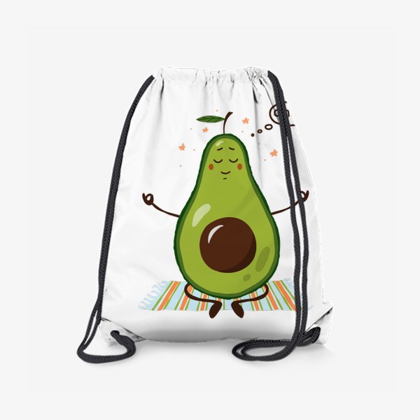 Рюкзак «Зеленый авокадо медитирует в позе лотоса. Йога»