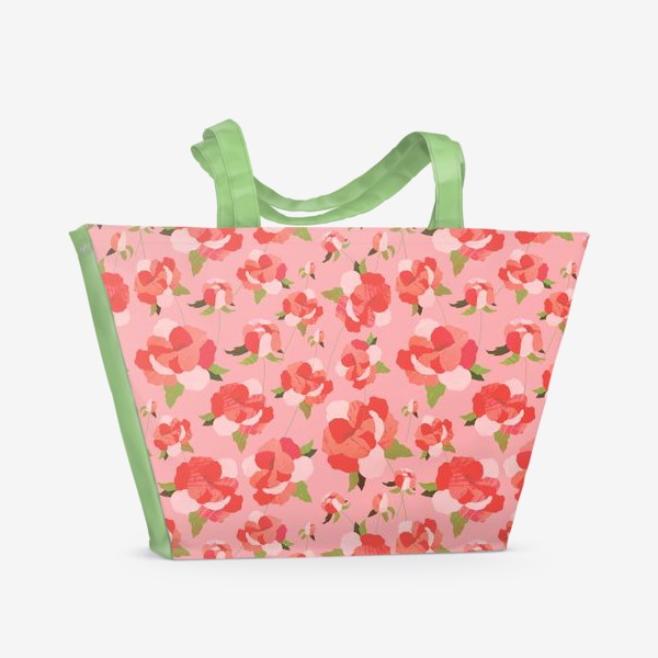 Пляжная сумка «розовые пионы»