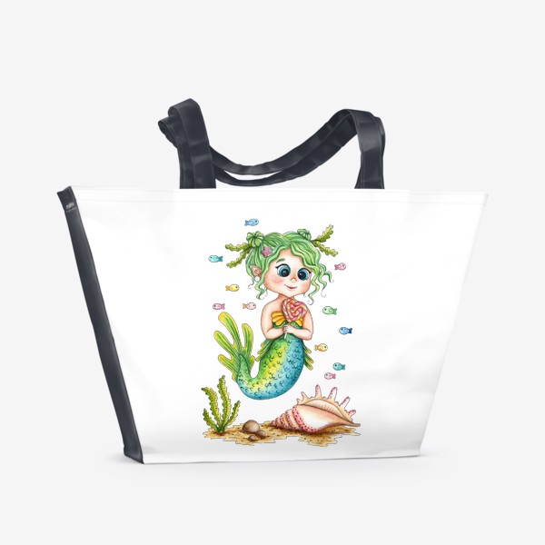 Пляжная сумка «Русалочка акварель»
