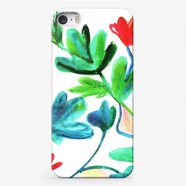 Чехол iPhone «Цветущие растения летом. Акварельная живопись»