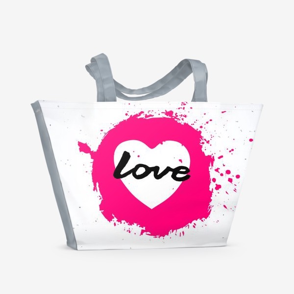 Пляжная сумка «Стилизованное сердце в виде кляксы с надписью Love»