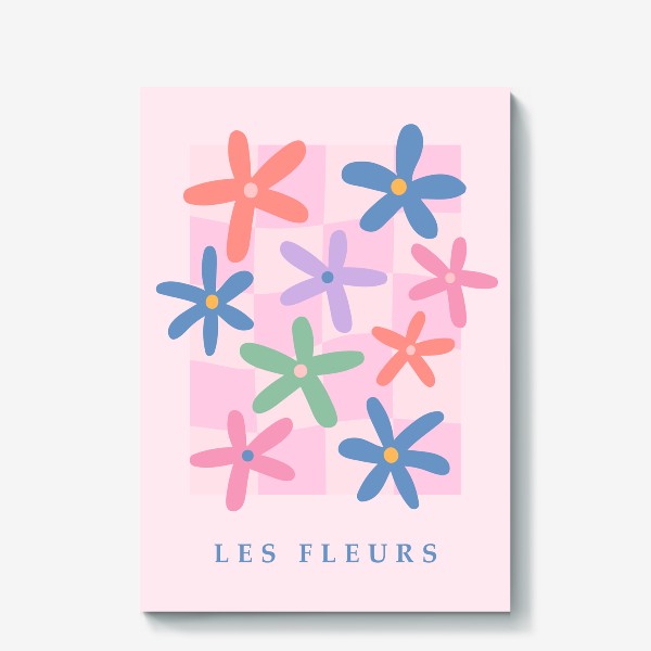 Холст «Les fleurs, милый цветочный принт в розовых тонах»