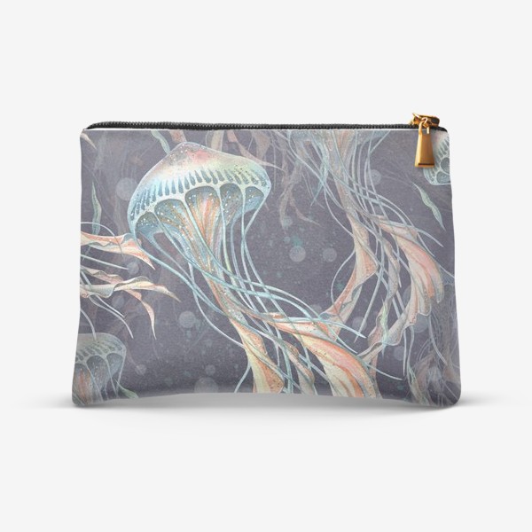 Косметичка «Морские медузы. Акварельный паттерн.»