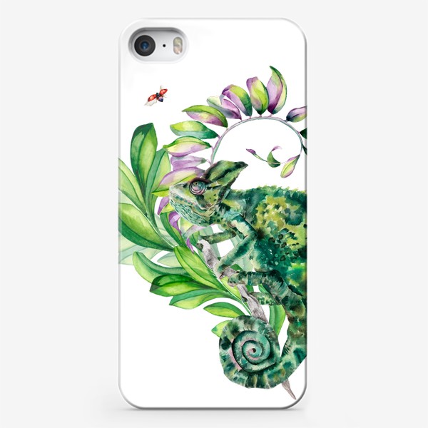 Чехол iPhone «Хамелеон на ветке»