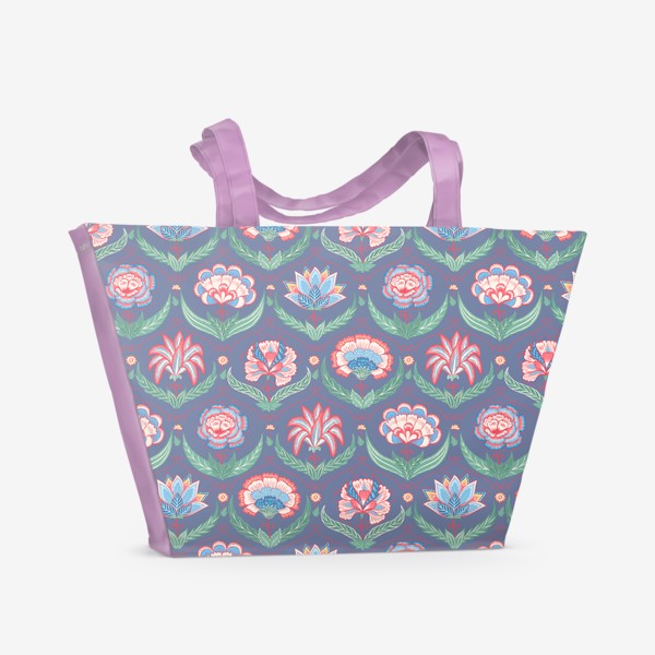 Пляжная сумка &laquo;Цветочный орнамент в стиле якобинской вышивки&raquo;